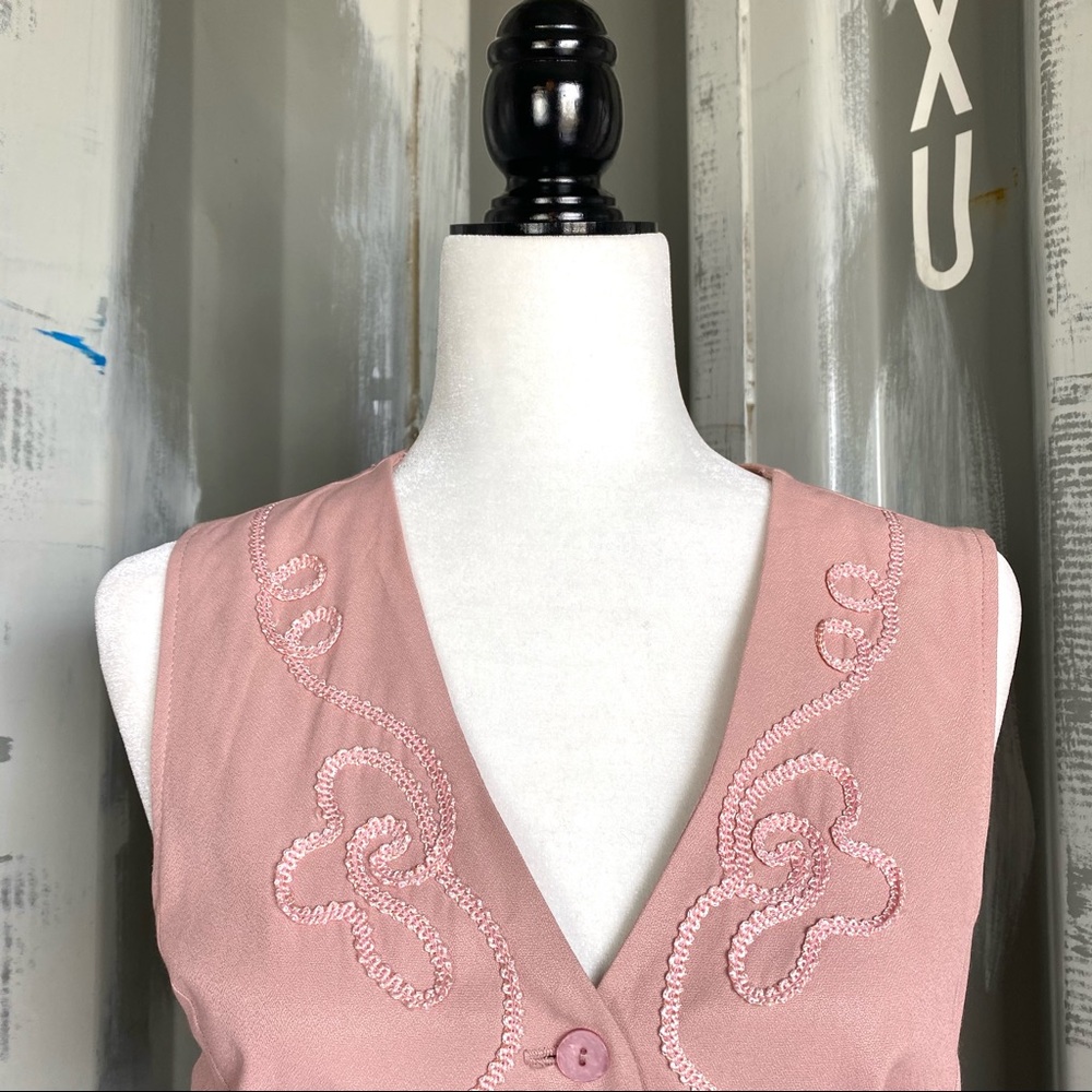 VTG Tribal Vintage Dusky Pink Embroidered Vest & Pants - Picture 6 of 14